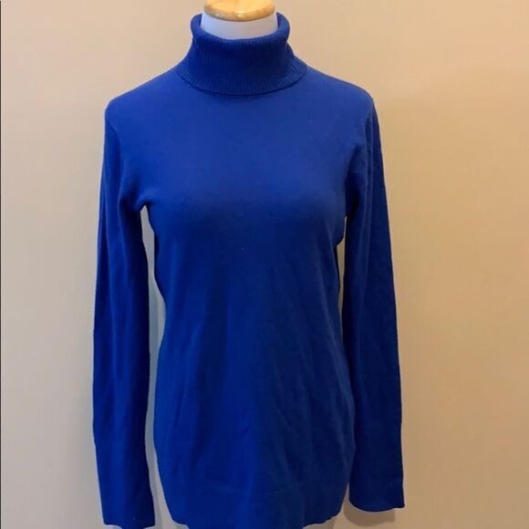 Nordstrom Collection Cashmere Sweater Blue Turtleneck M - Picture 1 of 4